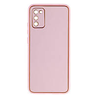 Чехол Leather Gold with Frame without Logo для Samsung A02s Цвет 5, Pink