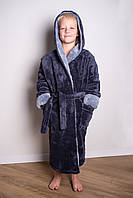 Халат дитячий махровий 100 5-11л. сірий