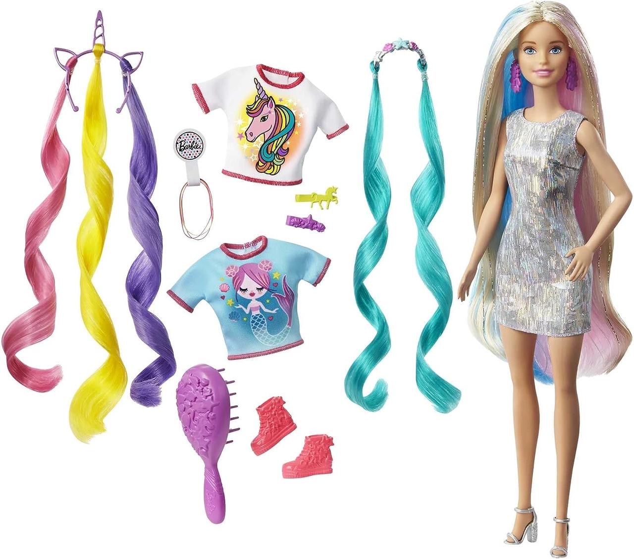 Лялька Барбі Фантазія волосся Русалка та Єдинорог Barbie Fantasy Hair Doll with Mermaid & Unicorn Looks, Blonde GHN04