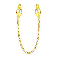 Затискачі для сосків з ланцюжком Feral Feelings – Clover nipple clamps, золото/білий - SO8275