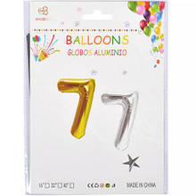Шарик цифры метализированый №7 40см золото/серебро MZOPT