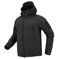 Куртка софт шел на флисе ( цвета Черный / Хаки ), размер XL