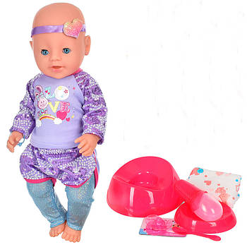 Пупс функціональний для дівчинки 7 функцій 42 см у костюмі з паєтками та сюрприз-аксесуар Малятко BL038D-S-UA