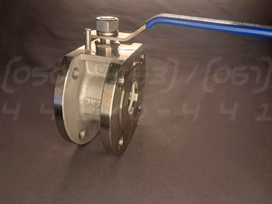 Кран кульовий фланцевий нержавіючий Ду50 (2") Ру16, н/ж сталь AISI304, моноблочний, харчовий, без майданчика, фото 1