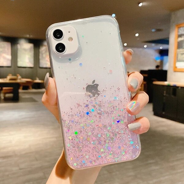 Чохол із блискітками силіконовий для Apple iPhone 7 Plus, 8 Plus Gradient Pink