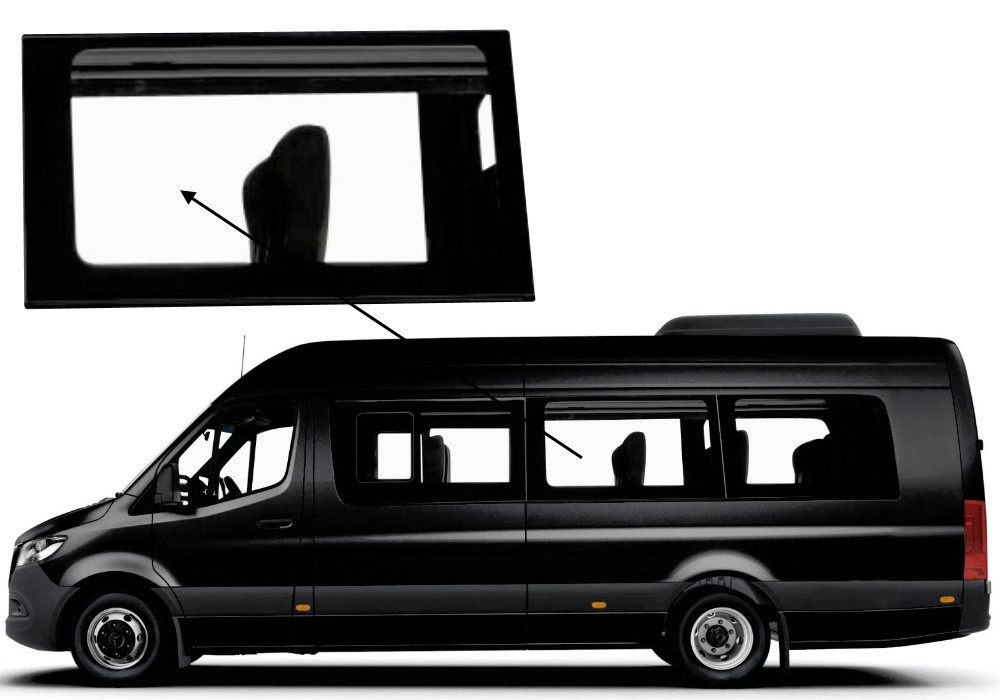 Бічне скло Mercedes Sprinter 2018-2023 салону середнє ліве довга база, фото 1