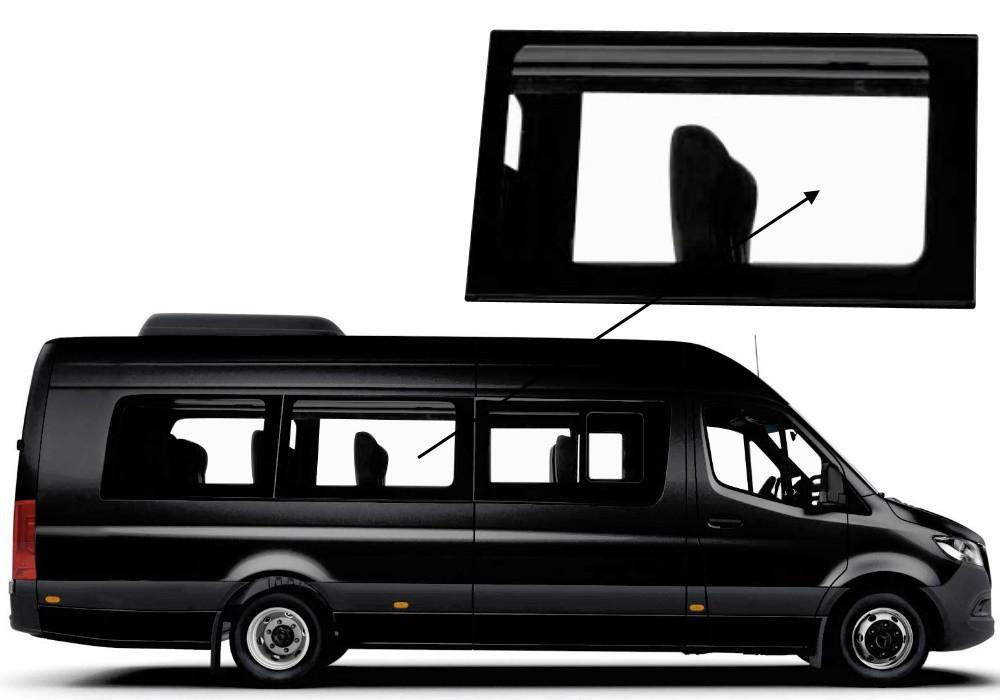 Бічне скло Mercedes Sprinter 2018-2023 салону середнє праве довга база, фото 1