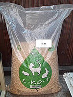 Е-КО-Т древесный наполнитель универсальный для котов, грызунов белая гранула 15 кг