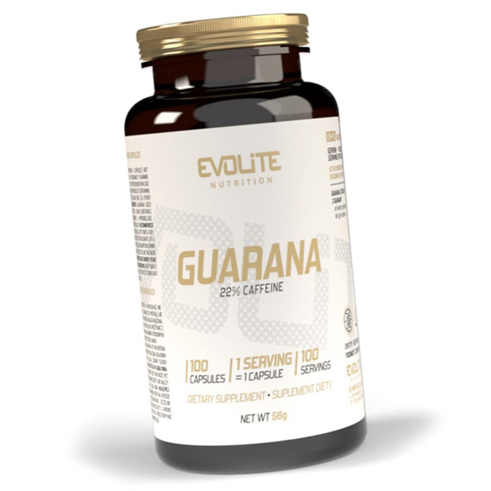 Енергетик Гуарана та кофеїн Evolite Nutrition Guarana 22% Caffeine 100 капсул