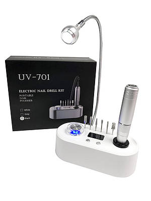 Фрезер для манікюру з ліхтарем Nail Drill UV-701 40 000 об/хв стильний апарат манікюрна машинка фрезер для нігтів