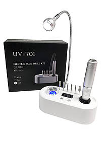 Фрезер для манікюру Nail Drill UV-701 40 000 об/хв стильний апарат манікюрна машинка для нігтів з ліхтарем