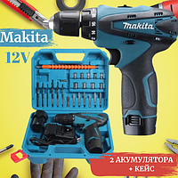 Аккумуляторный шуруповёрт Makita DF330DWE 12V, набор бит и запасной аккумулятор