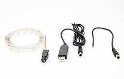 Світлодіодна LED-стрічка USB 5V і 12 V універсальна ЕСБ 100 см. біла працює від павербанка power bank 200 см