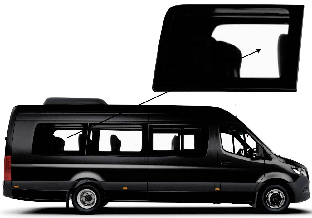 Бічне скло Mercedes Sprinter 2018-2023 салону заднє праве довга база, фото 1