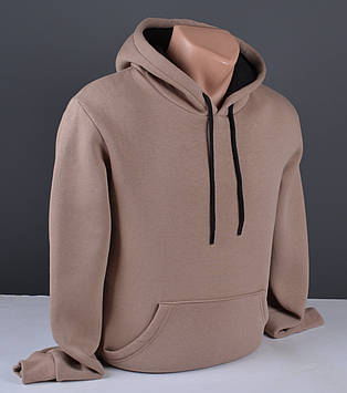 Чоловічий батник з начосом великого розміру | Чоловіче худі на флісі бежевий Туреччина 6065 Б