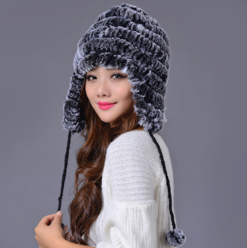 Шапка вушка з хутра. Хутряні шапки з хутра кролика Рекс, фото 1