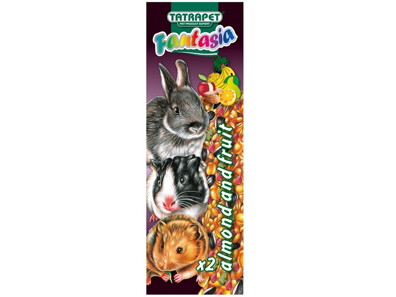 Ласощі Палички TATRAPET Колосок Fantasia для гризунів мигдаль/фрукти, 90 гр 18-19 см (2 шт) 343.02