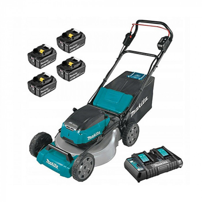 Професійна газонокосарка акумуляторна Makita DLM532PT4 : 18 В акумулятор 4 шт на 5 Ач + зарядка DC18RD, фото 1