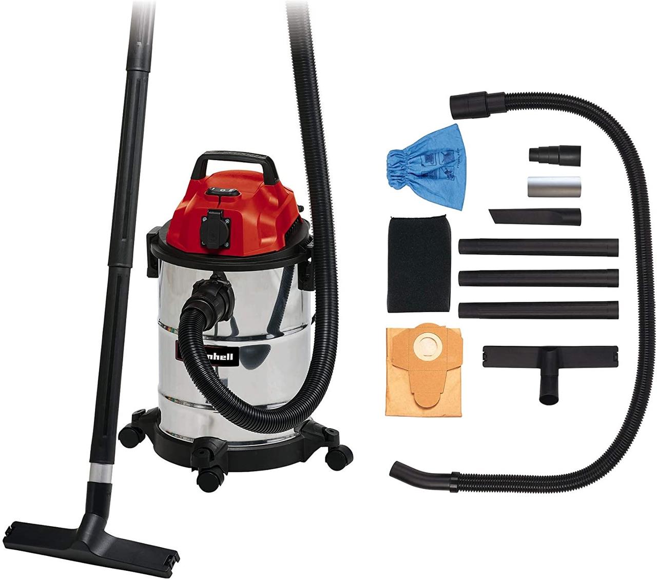 Потужний професійний вакуумний промисловий пилосос для прибирання Einhell TC-VC 1820 SA : 1250 Вт, 20л, з розеткою 2342425