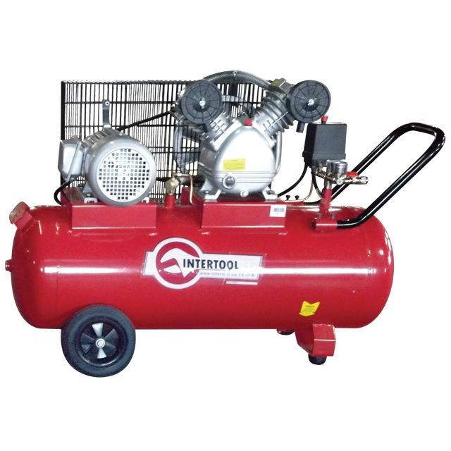 Компресор INTERTOOL PT-0013, 100 л, 3 кВт, 380 В, 8 атм, 500 л/хв, 2 циліндра, фото 1