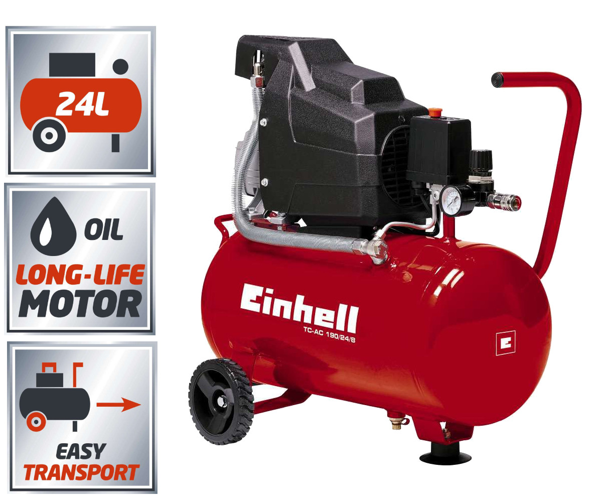 Масляний компресор, повітряний 24л 1,5кВт 8бар Einhell TC-AC 190/24/8 (4, фото 1