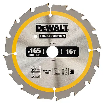 Диск пильний 165 х 20 (16Т) DeWALT DT1948