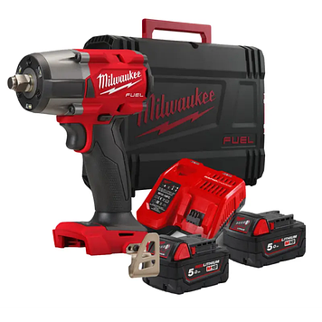 Гайковерт високомоментний MILWAUKEE 1/2" (881 Нм) з кільцем M18 FMTIW2F12-502X: з АКБ 18V 2шт-5 Ah+ЗП, кейс, 3100уд/хв, 1325 об/хв