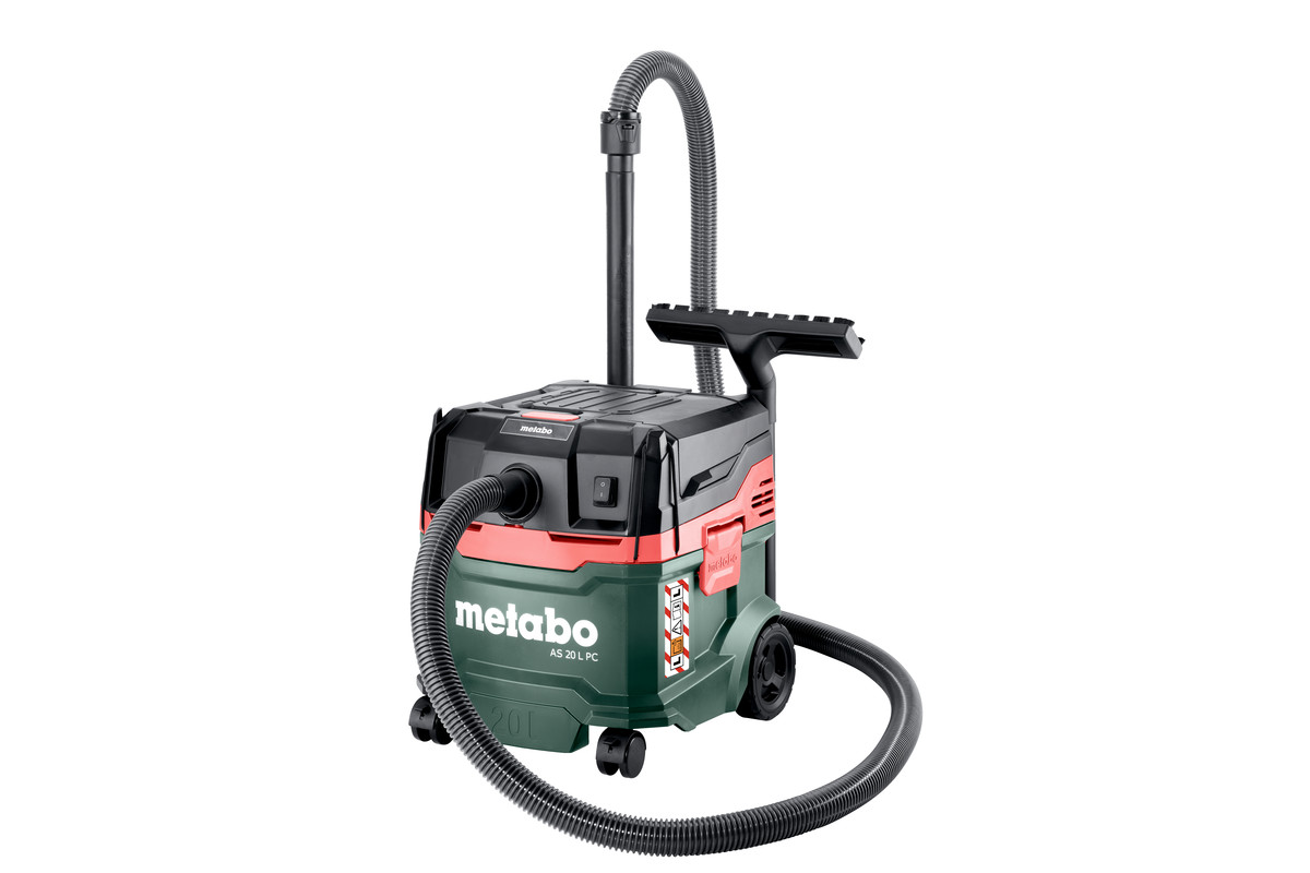 Професійний пилосос Metabo AS 20 L PC : 1200 Вт, 20 л, 225 мбар, 4200 л/хв., сухе, вологе, 3500 см²