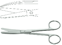 Ножницы операционные, тупоконечные, изогнутые, 165 мм.