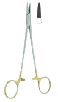 Иглодержатель сосудистый, общехирургический, с ТВС вставками, с желтыми ручками, Криль-Вуд, 150 мм