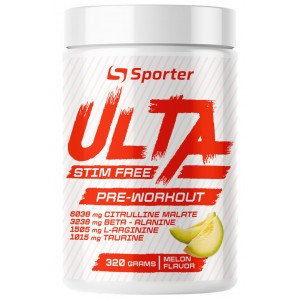 Предтрен SPORTER ULTA STIM FREE PRE-WORKOUT 320 грамм Смак : диня