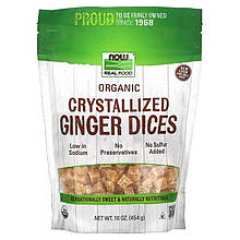 Зацукровані шматочки імбиру NOW Foods, Real Food "Crystallized Ginger Dices" (454 г)