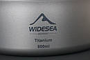 Чайник титановий туристичний Widesea Titanium 800 мл зі складними ручками для кемпінгу походу та туризму з чохлом, фото 7