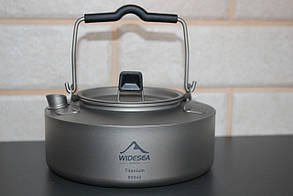 Чайник титановий туристичний Widesea Titanium 800 мл зі складними ручками для кемпінгу походу та туризму з чохлом