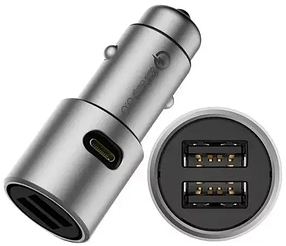 Автомобільний зарядний пристрій Xiaomi Car Quick Charger 3.0 36W  2 USB + Type-C GDS4053CN Silver