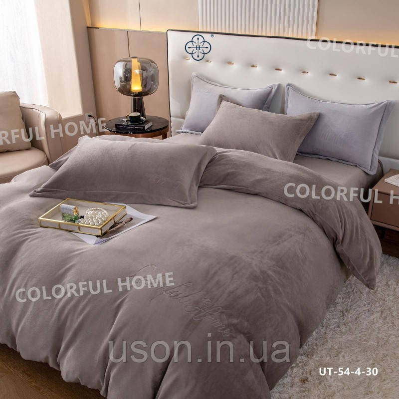 Постільна білизна з велюру TM Colorful Home євро розмір колір какао з молоком