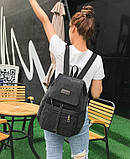 Жіночий рюкзак міський Макрос 8605 вологостійкий зносостійкий 15л колір чорний, фото 3