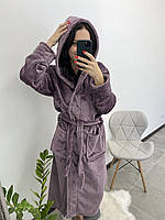 Дуже теплий та легенький махровий халат фіолетового кольору на запах