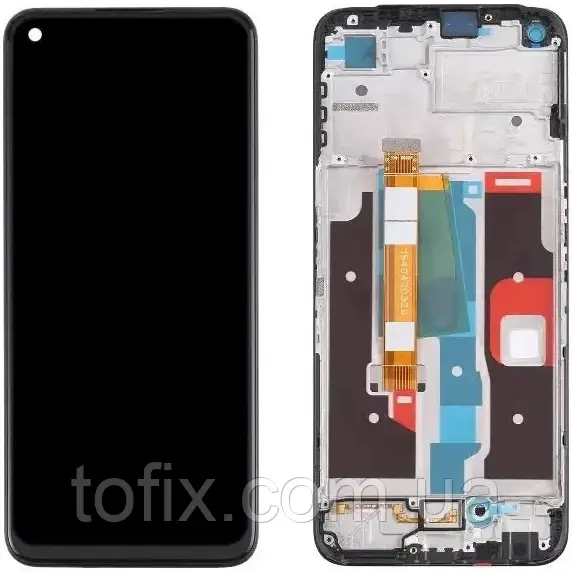 Дисплей Oppo Realme 8i/Realme Narzo 50 модуль в зборі (екран та сенсор) з рамкою, оригінал, Чорний