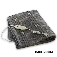 Теплая электропростынь с подогревом Electric Blanket 150х120см (клетчатая, Серая)