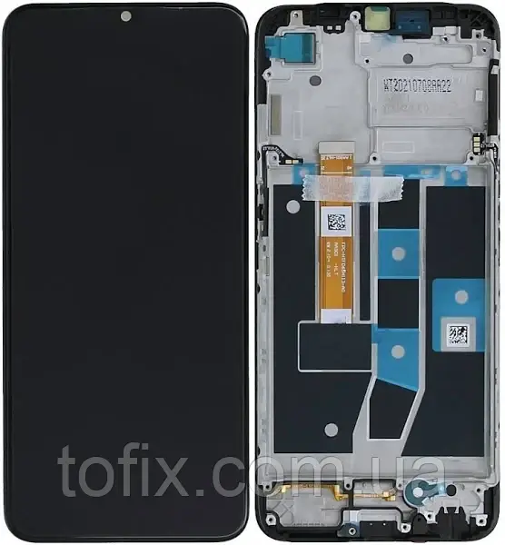 Дисплей Oppo Realme C25/C25s модуль в зборі (екран та сенсор) з рамкою, оригінал, Чорний