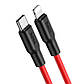 USB кабель Type-C на Lightning для iPhone Hoco Silicone PD charging data cable (20W, 1m). Red, фото 6