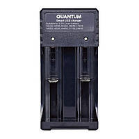 Зарядний пристрій для акумулятів 18650 16650 14650 Quantum QM-BC2020 (Li-ion 3.7V, 2-slot, USB). Black