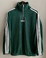 Трендовий світшот Adidas | Теплий светр Адідас | Зимова кофта Адидас | Зелений флісовий світшот Adidas