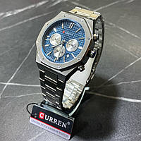 Наручные часы мужские с датой кварцевые Curren, серебристые стальные наручные часы мужские с браслетом