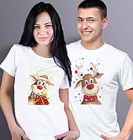Парные Новогодние Футболки с оленями / Парні Новорічні футболки з оленями