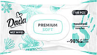 Влажные салфетки для детей Dada Premium Soft с клапаном 100 шт (4823071659757)
