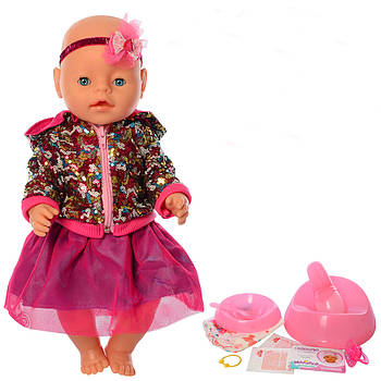 Функціональний пупс 42 см на 8 функцій та 9 аксесуарів у спідниці з фатином та кофти Малятко BL037B-S-UA