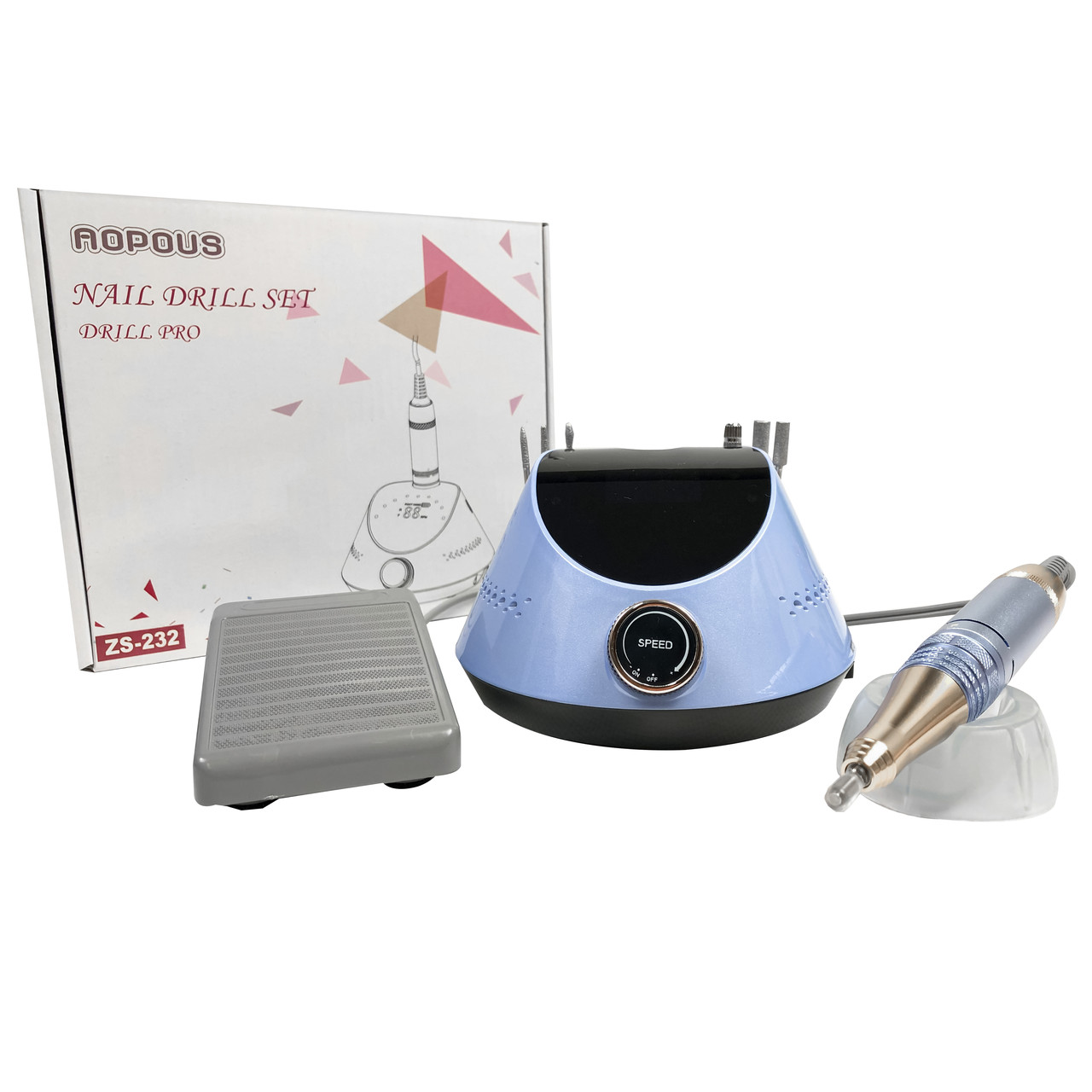 Фрезер для манікюру з насадками Nail Drill ZS-232 65 Вт 45000об/хв машинка для нігтів, шліфування лаку, makeup