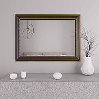 Дзеркало на стіну в рамі 76х106 Коричневе прямокутне Black Mirror вологостійке у ванну кімнату